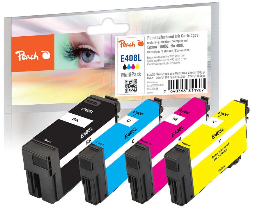Peach PI200-958 toner kartuşu 4 adet Uyumlu Siyah, Açık Mavi, Pembe, Sarı