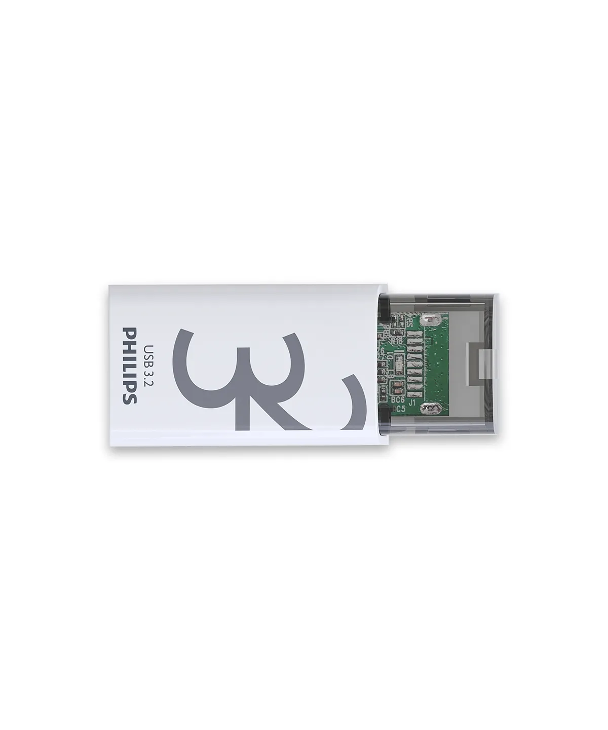 Philips Click USB flash sürücü 32 GB USB C Tipi 3.2 Gen 1 (3.1 Gen 1) Transparan, Beyaz