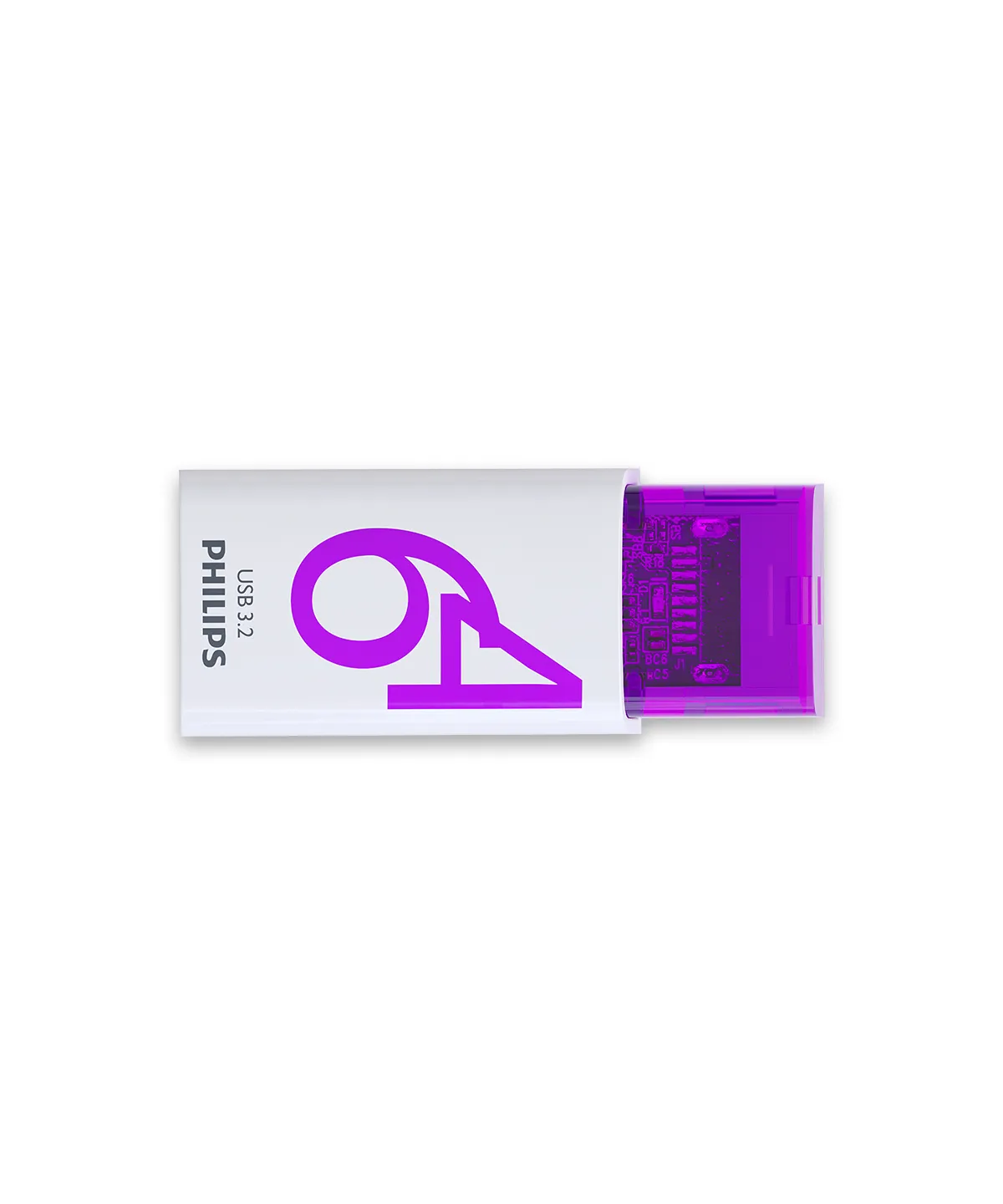 Philips Click USB flash sürücü 64 GB USB C Tipi 3.2 Gen 1 (3.1 Gen 1) Mor, Beyaz