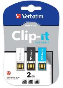 Verbatim 2GB Clip-it USB Drive - 3pk - Orange, Blue, Green 43916
