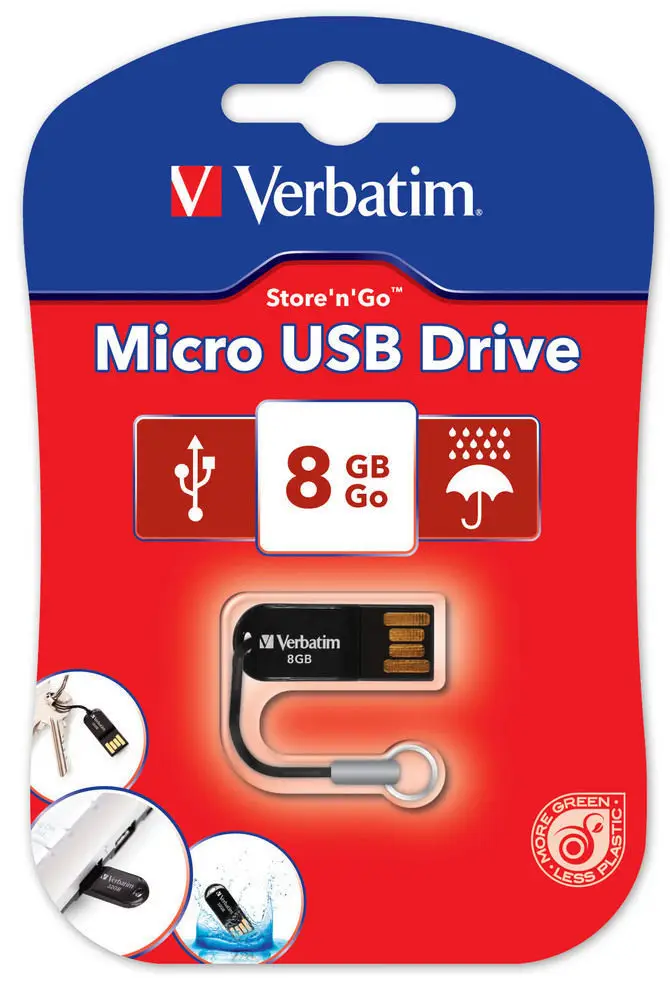 Verbatim Micro USB Drive 8GB - Black 44049