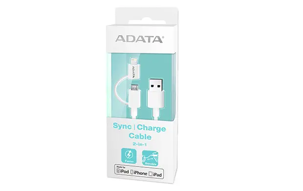 ADATA 1m, USB 2.0-A/Lightning+microUSB 2.0 AMFI2IN1-100CM-CWH