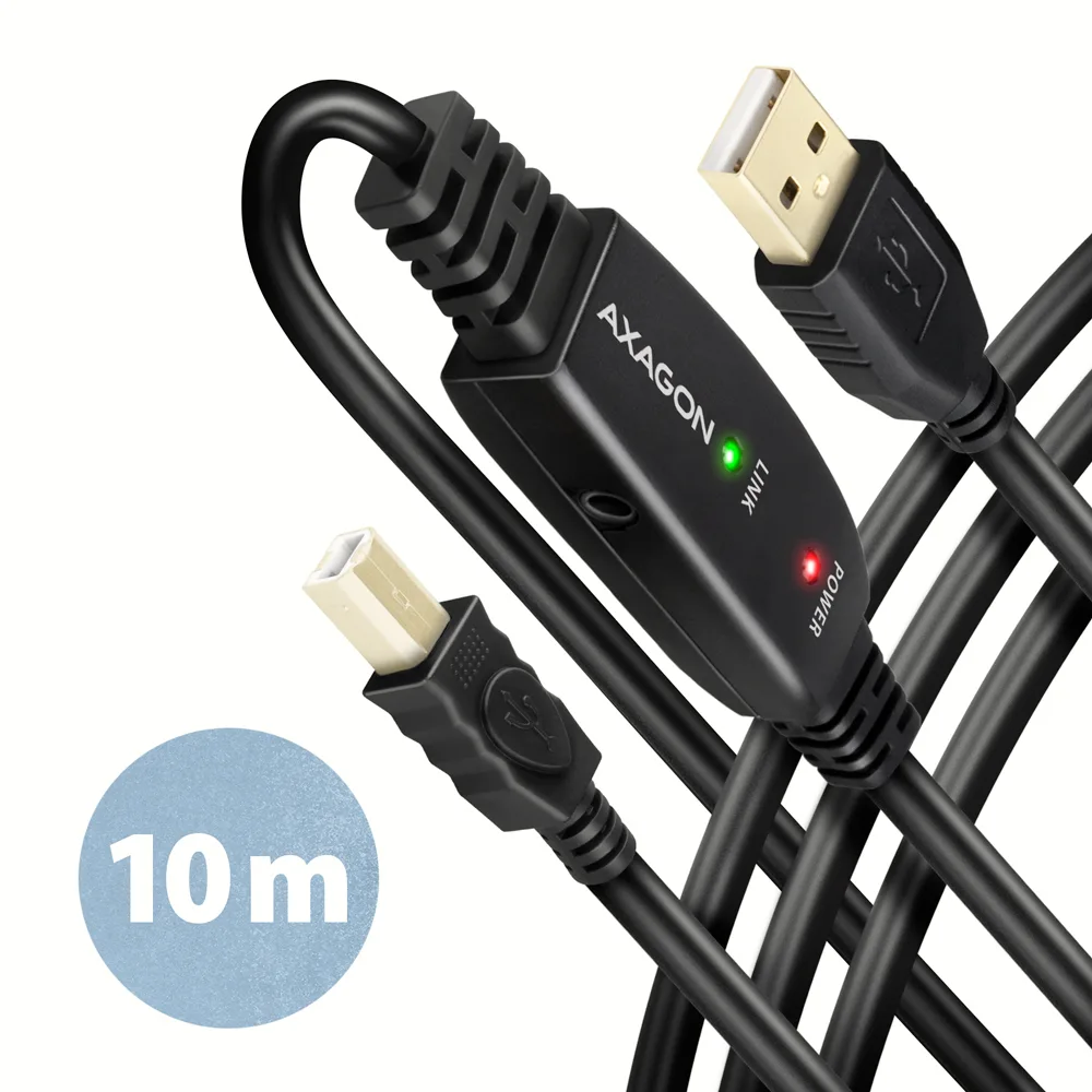 Axagon ADR-210B USB 2.0 A-M -> B-M active connecting/repeater cable 10m - Kabel - Digital/Daten