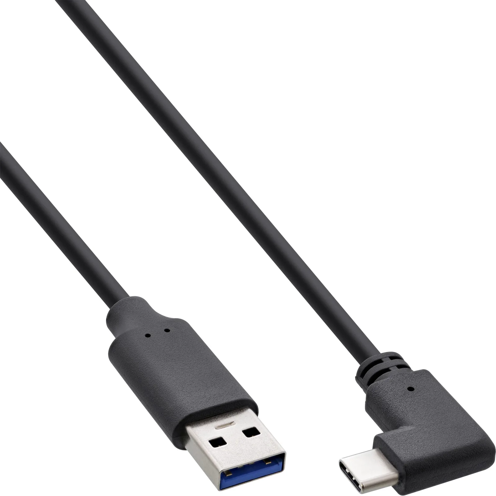 InLine USB 3.2 cable, USB-C male angled to USB-A male, black, 0.3m 35717W