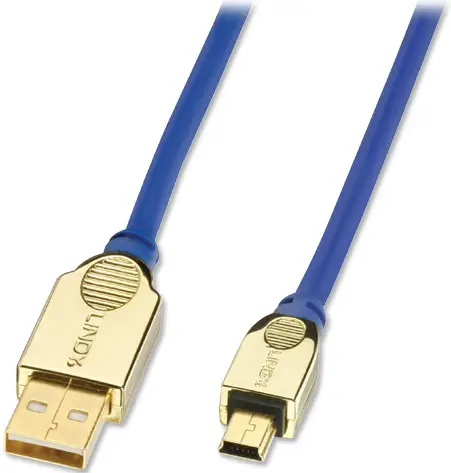 Lindy 0.5m Gold USB A/mini-B Cable 37660