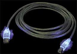 Lindy Illuminated USB Cable - Blue, Type A to B, USB 2.0, 2m 31714