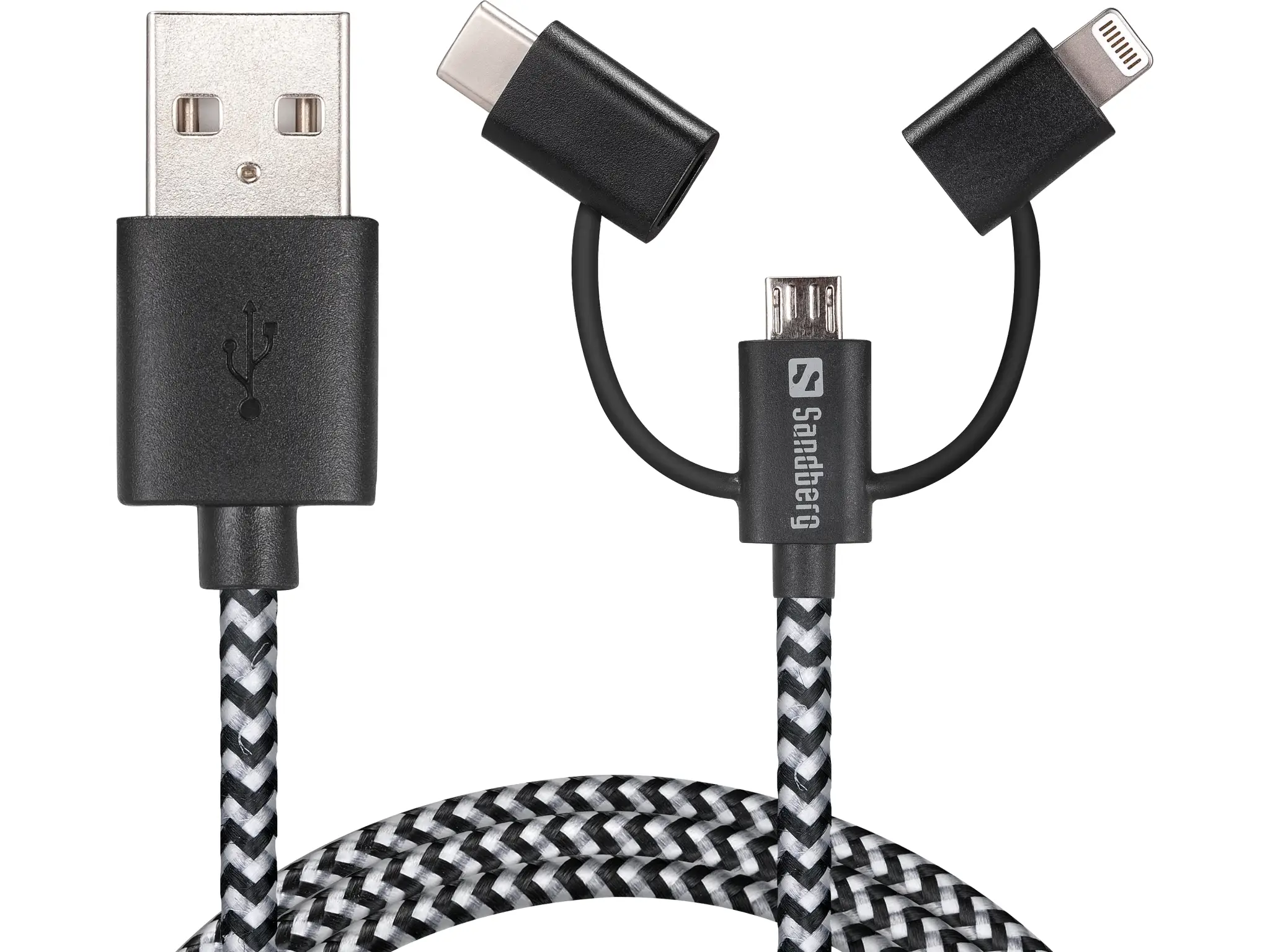 Sandberg Lightning+MicroUSB+USB-C 1m 441-01