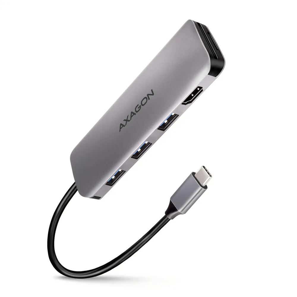 Axagon HMC-HCR3A 3x USB-A+ HDMI+ SD/microSD USB-C 3.2 Gen 1 hub 20cm