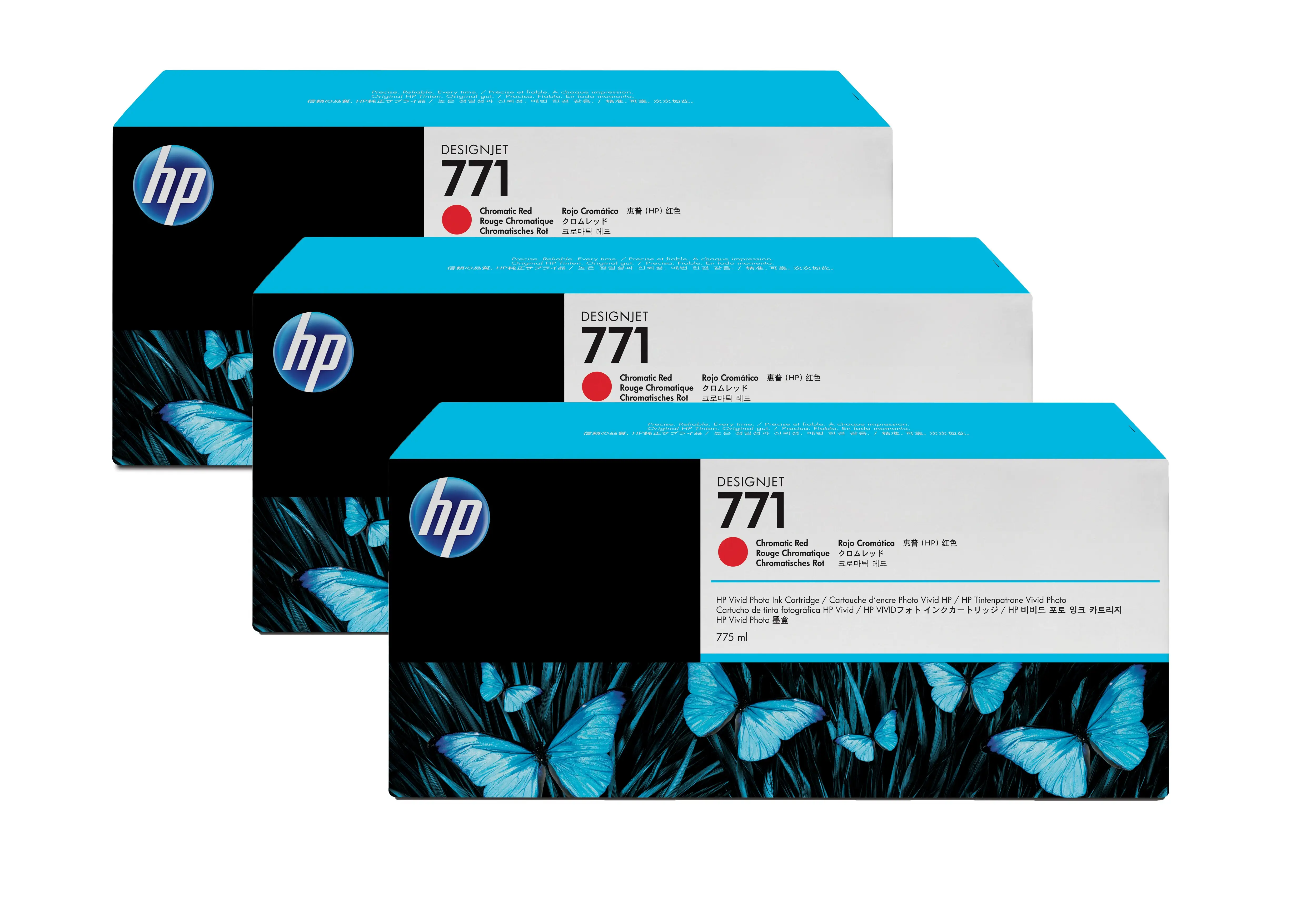 HP 771 3-pack 775-ml Chromatic Red Designjet Ink Cartridges CR251A