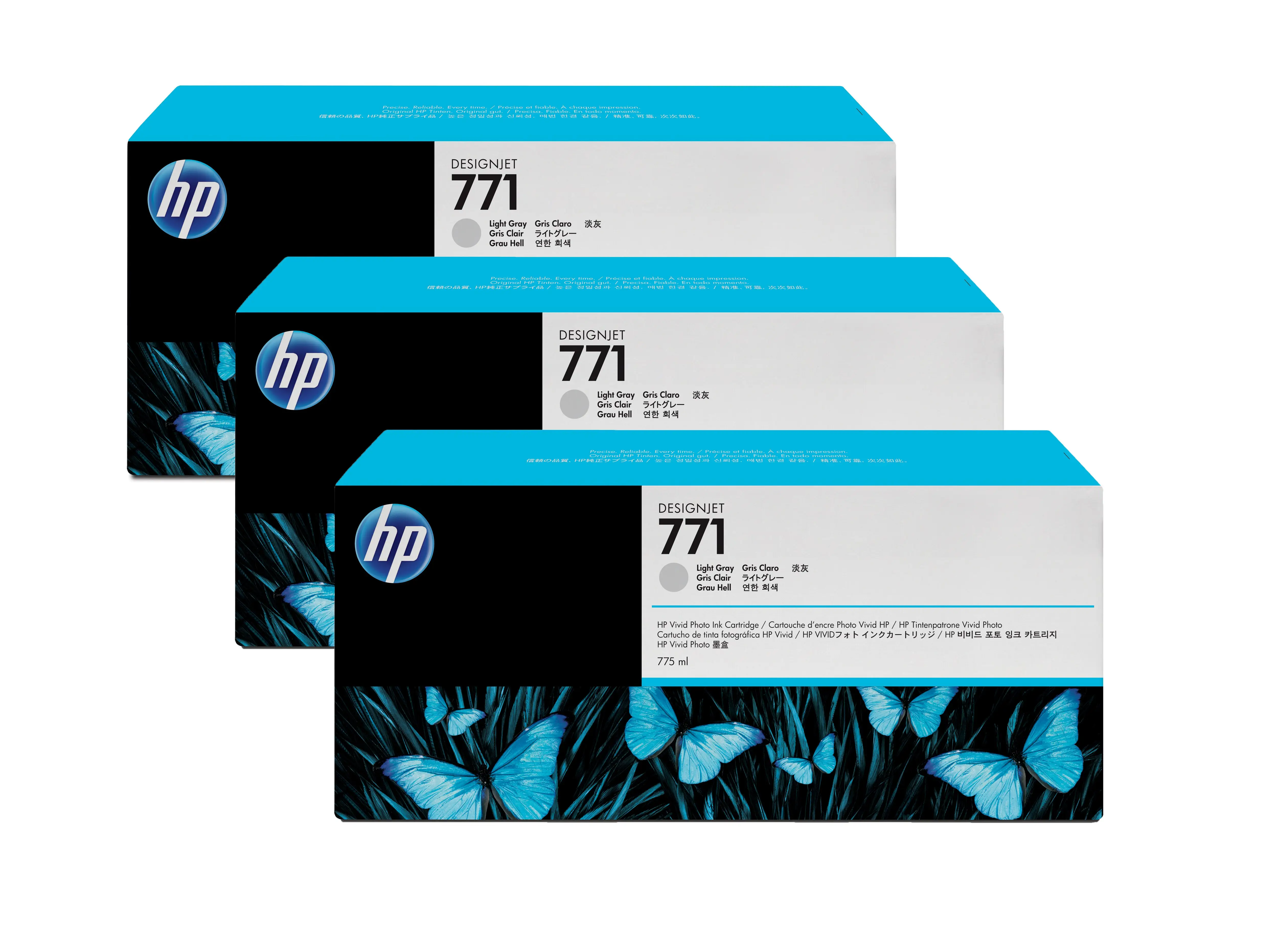 HP 771 3-pack 775-ml Light Gray Designjet Ink Cartridges CR257A