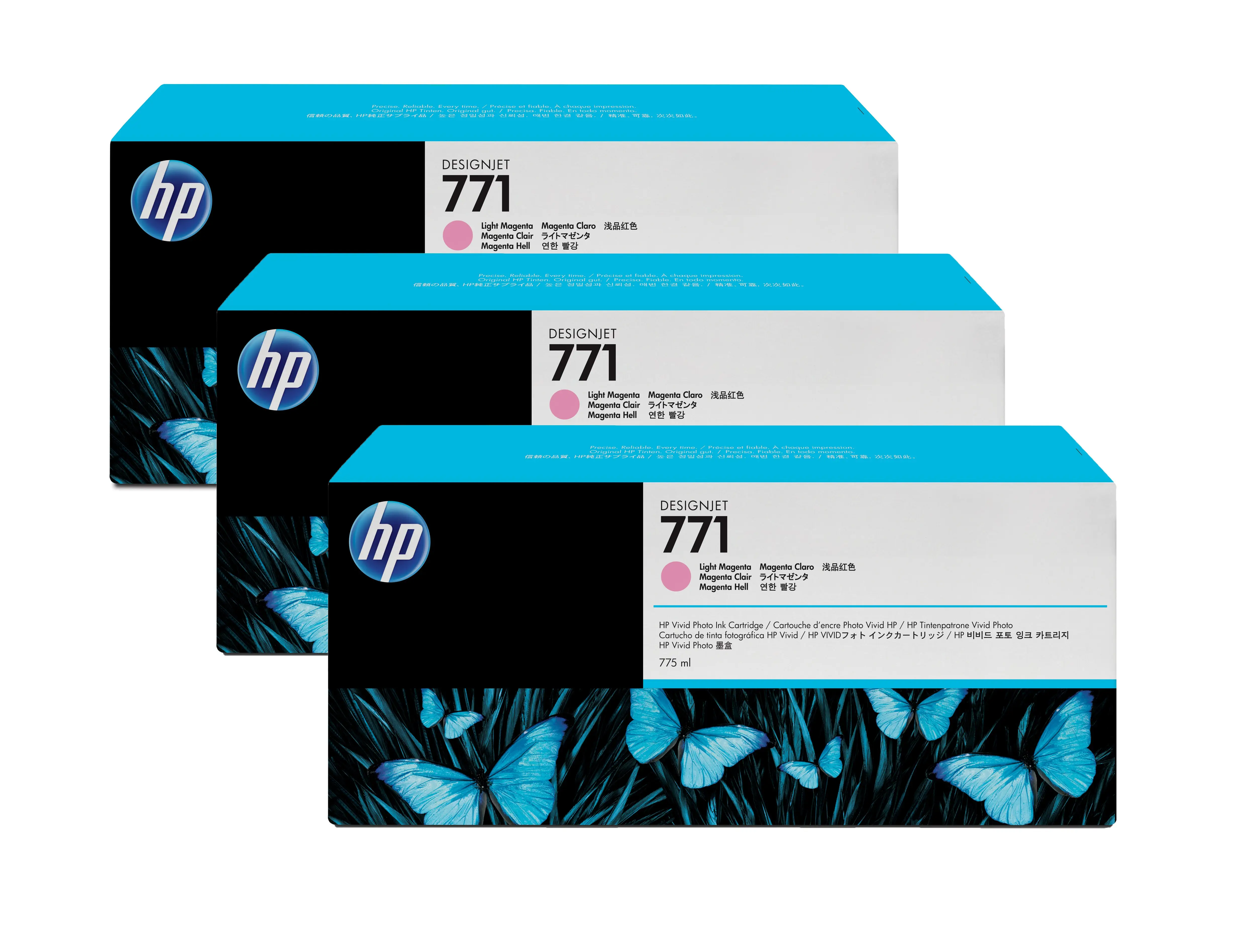 HP 771 3-pack 775-ml Light Magenta Designjet Ink Cartridges CR254A