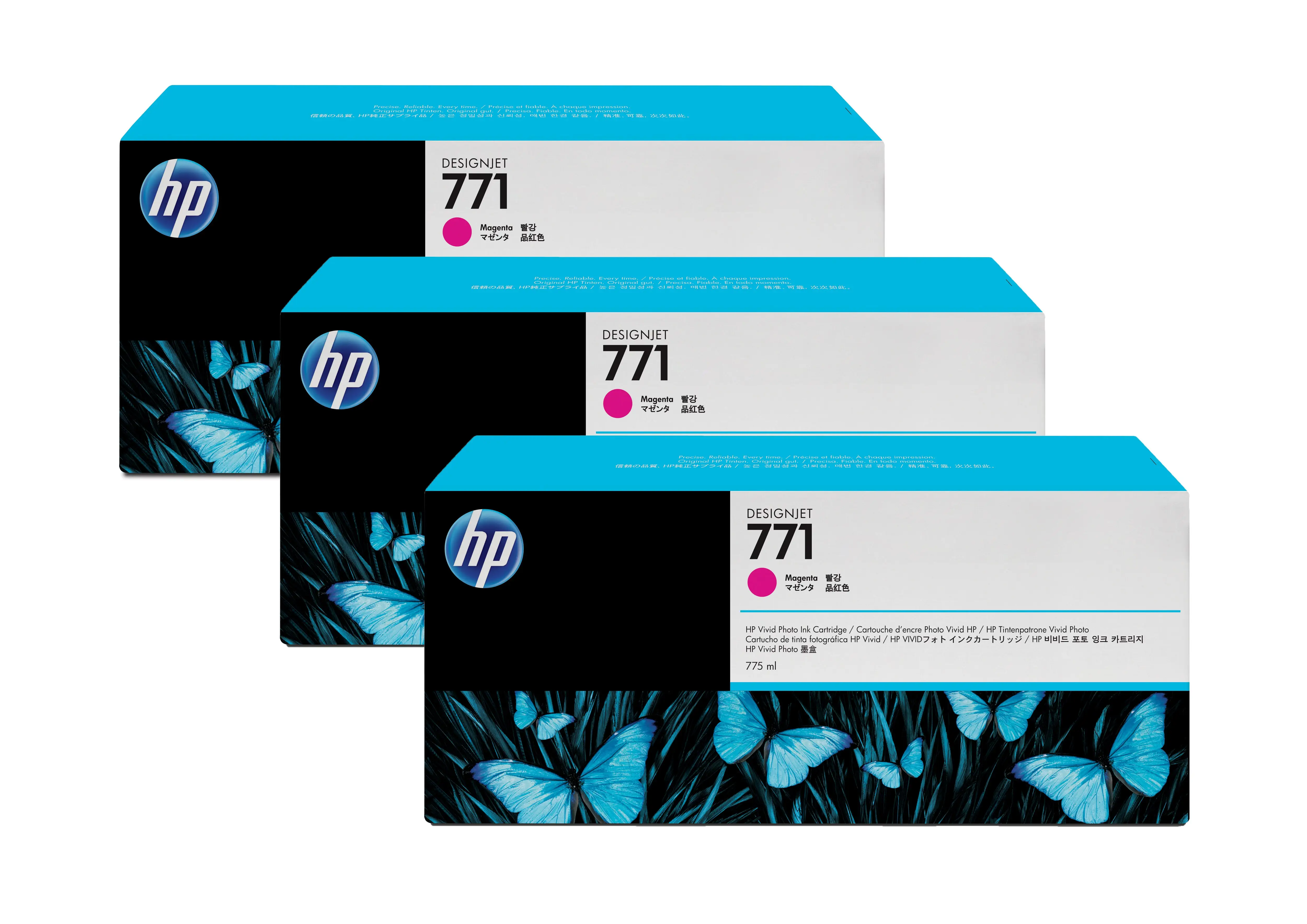 HP 771 3-pack 775-ml Magenta Designjet Ink Cartridges CR252A