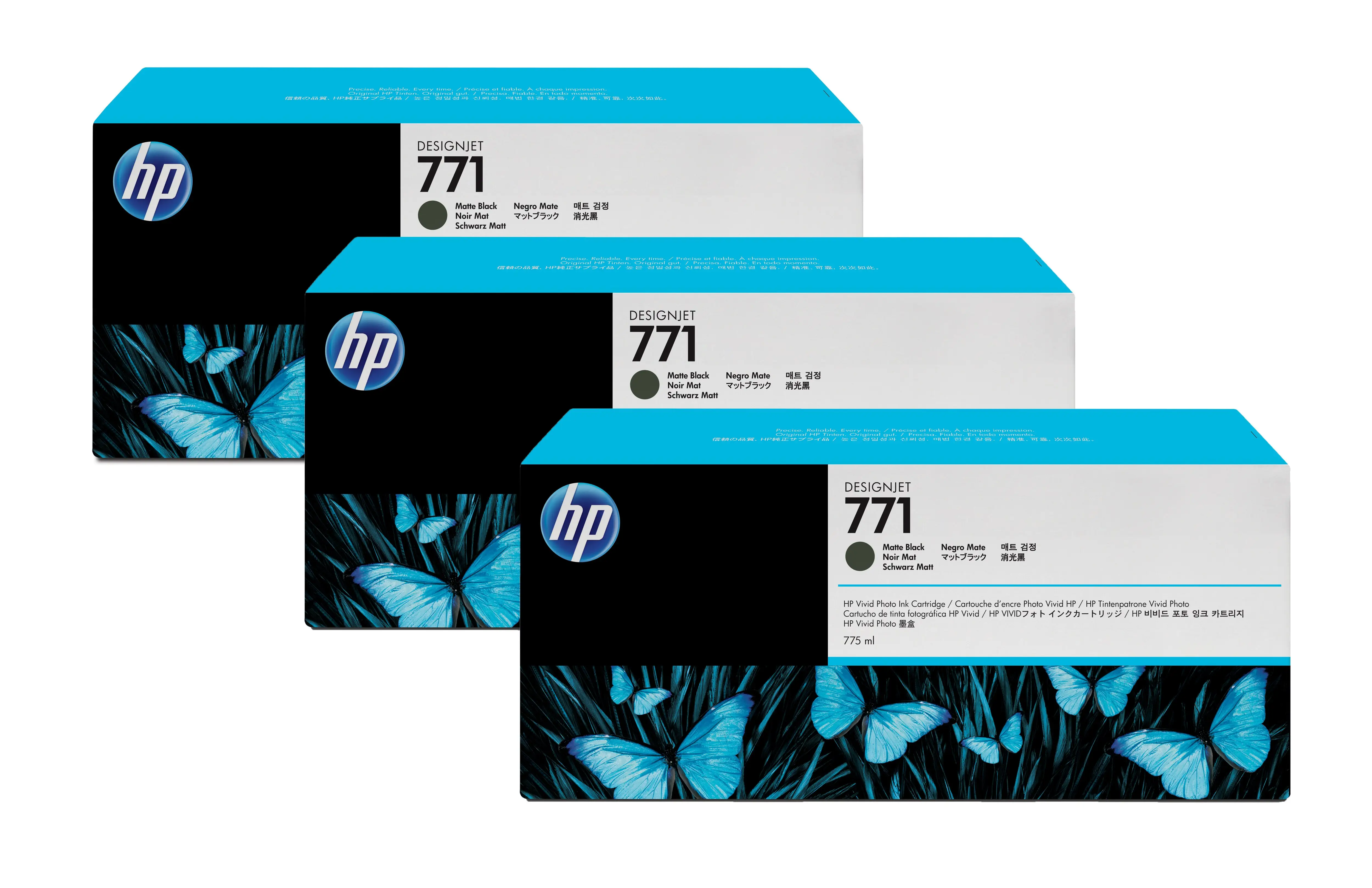 HP 771 3-pack 775-ml Matte Black Designjet Ink Cartridges CR250A