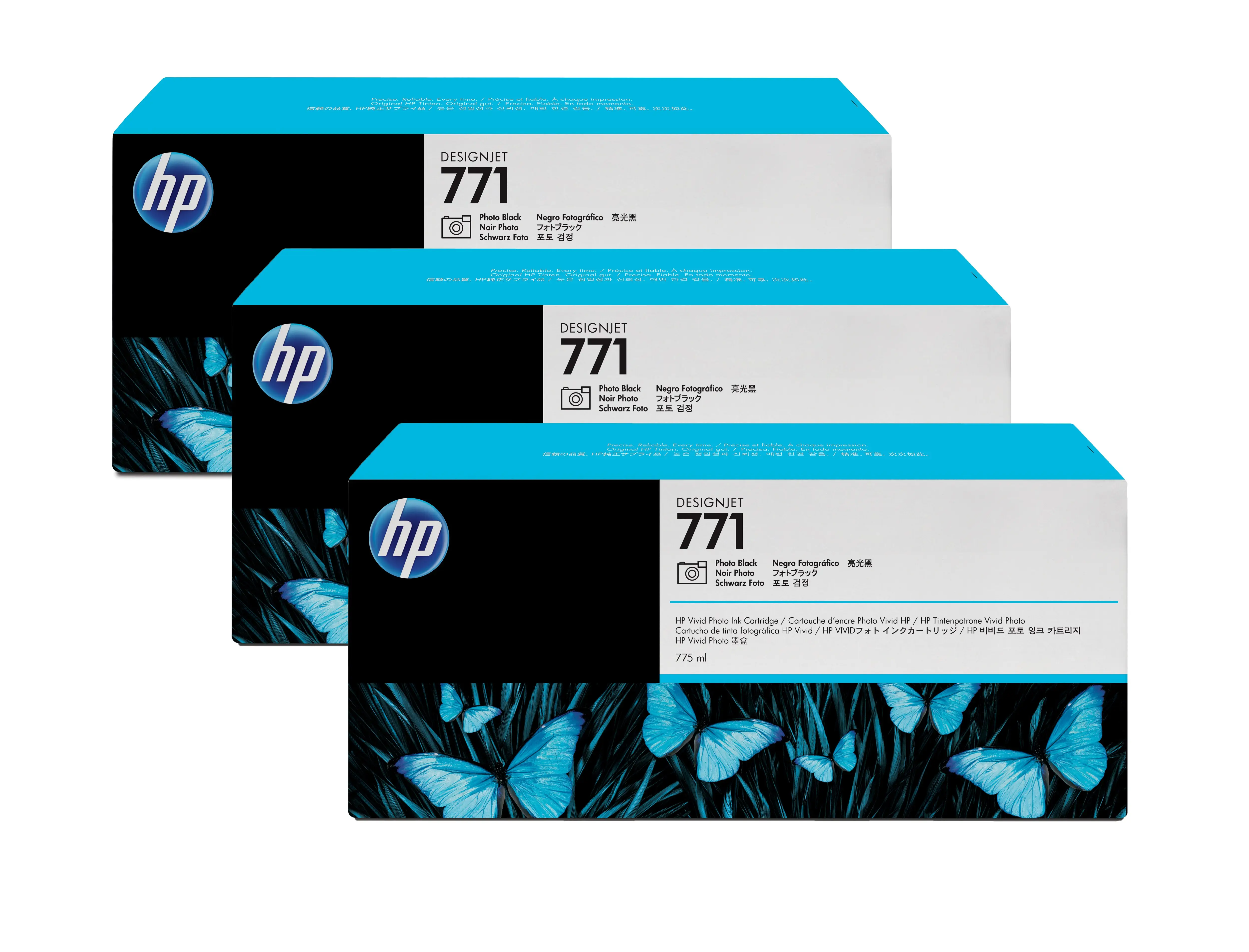 HP 771 3-pack 775-ml Photo Black Designjet Ink Cartridges CR256A