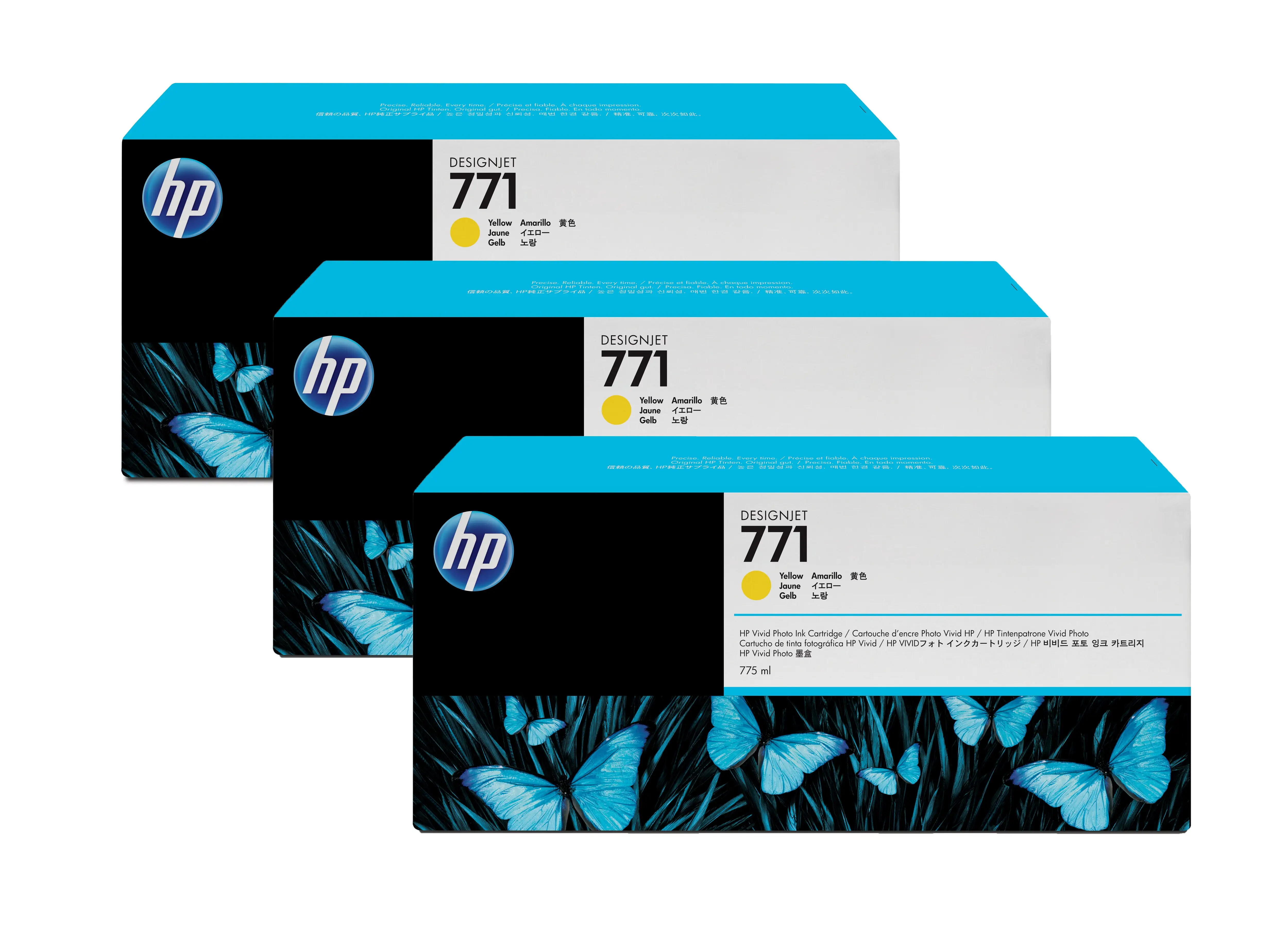 HP 771 3-pack 775-ml Yellow Designjet Ink Cartridges CR253A