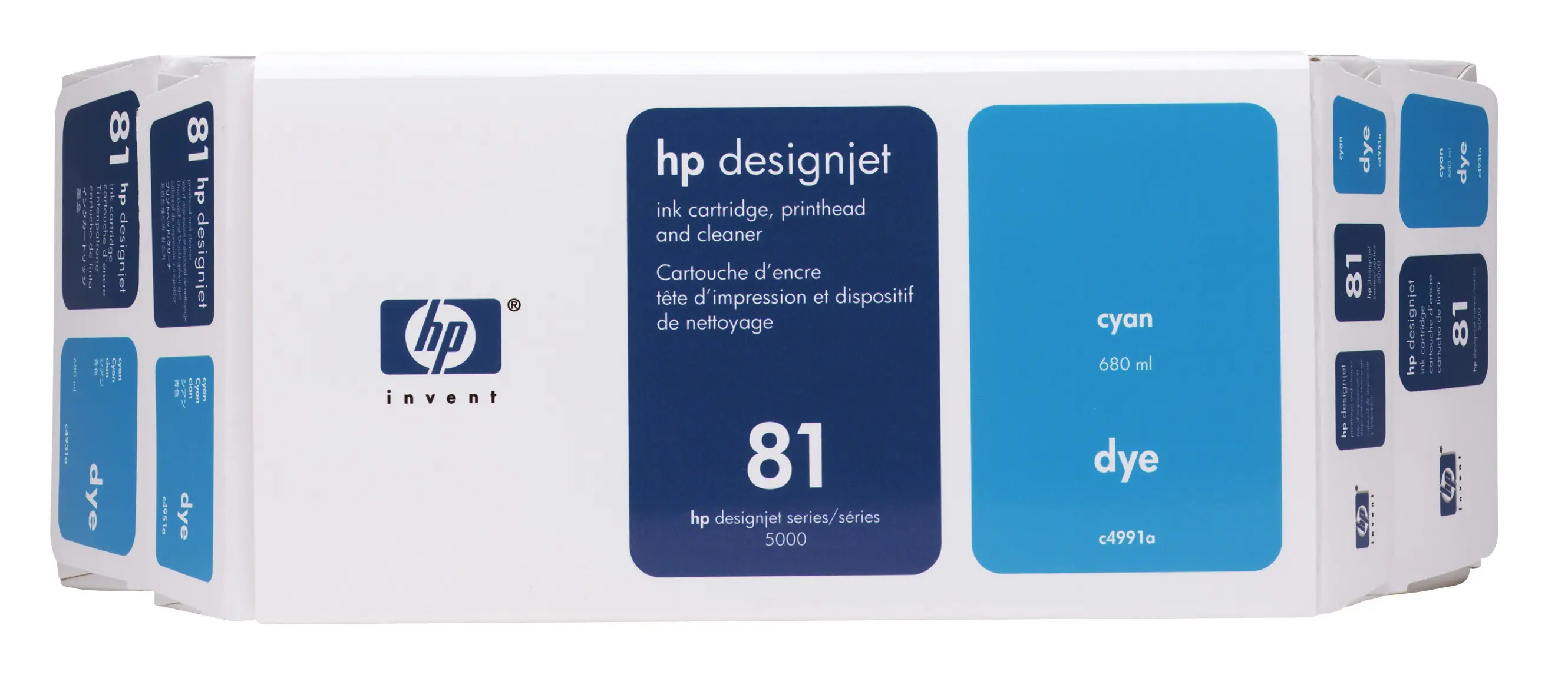 HP 81 Value Pack 680-ml Cyan DesignJet Dye Ink Cartridge and Printhead C4991A