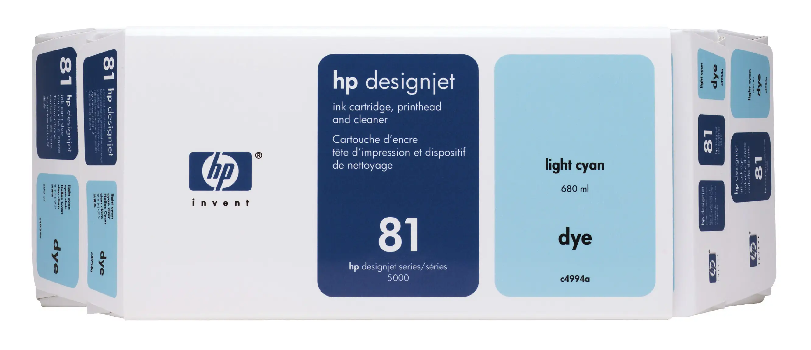 HP 81 Value Pack 680-ml Light Cyan DesignJet Dye Ink Cartridge and Printhead C4994A