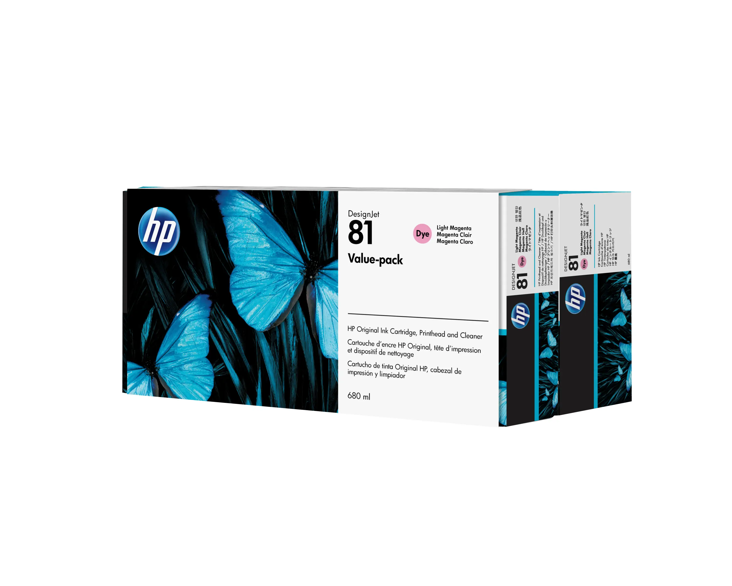 HP 81 Value Pack 680-ml Light Magenta DesignJet Dye Ink Cartridge and Printhead C4995A