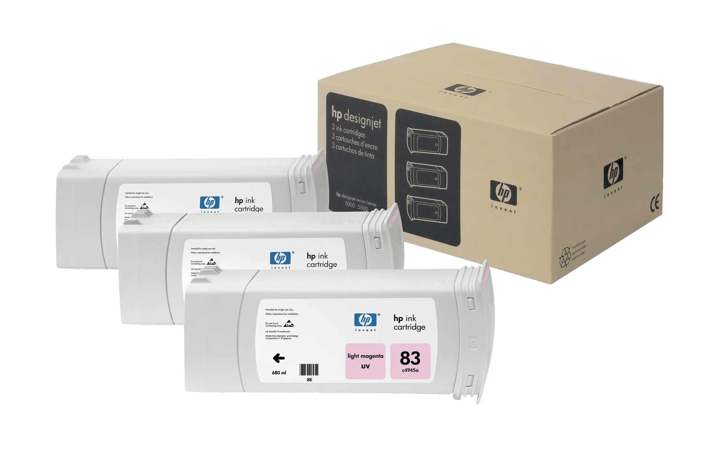 HP 83 3-pack 680-ml Light Magenta UV Cartridges C5077A